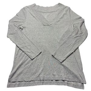 J.Jill Perfect Pima Long Sleeve V Neck Top Womens M Gray Soft